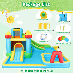 Whubefy Bounce House inflation accessories include blower and patch kit.