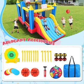 Whubefy Bounce House removable volleyball net supports versatile play