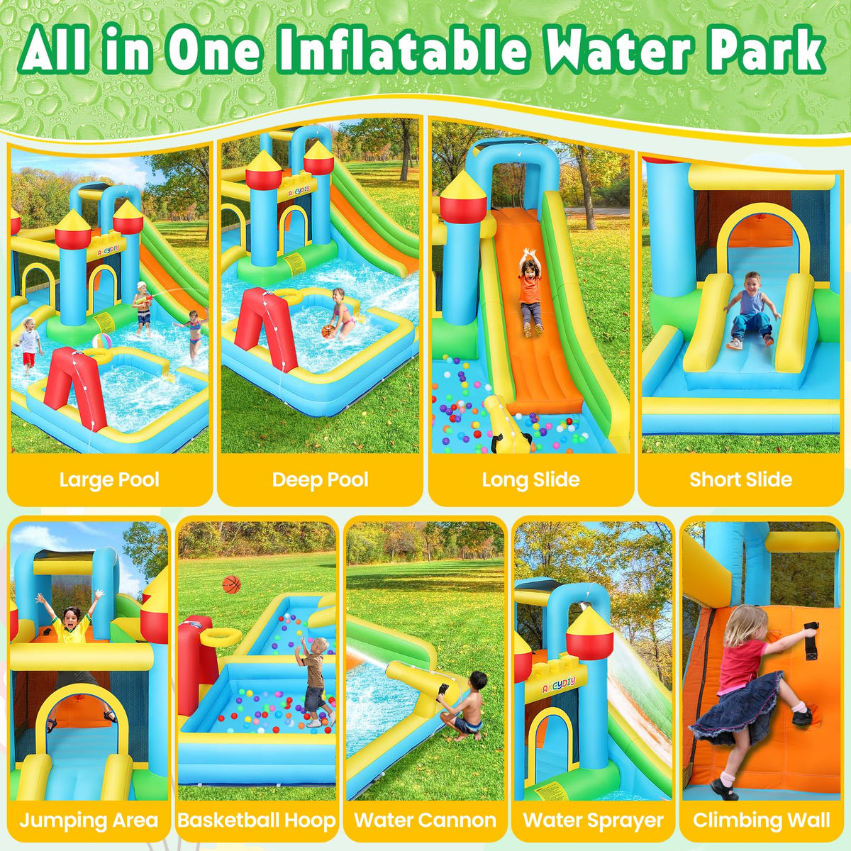 Whubefy Bounce House safety features with mesh walls.