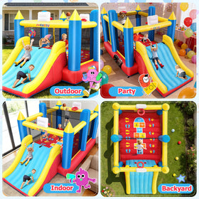 Whubefy Bounce House side view shows spacious jumping area for kids