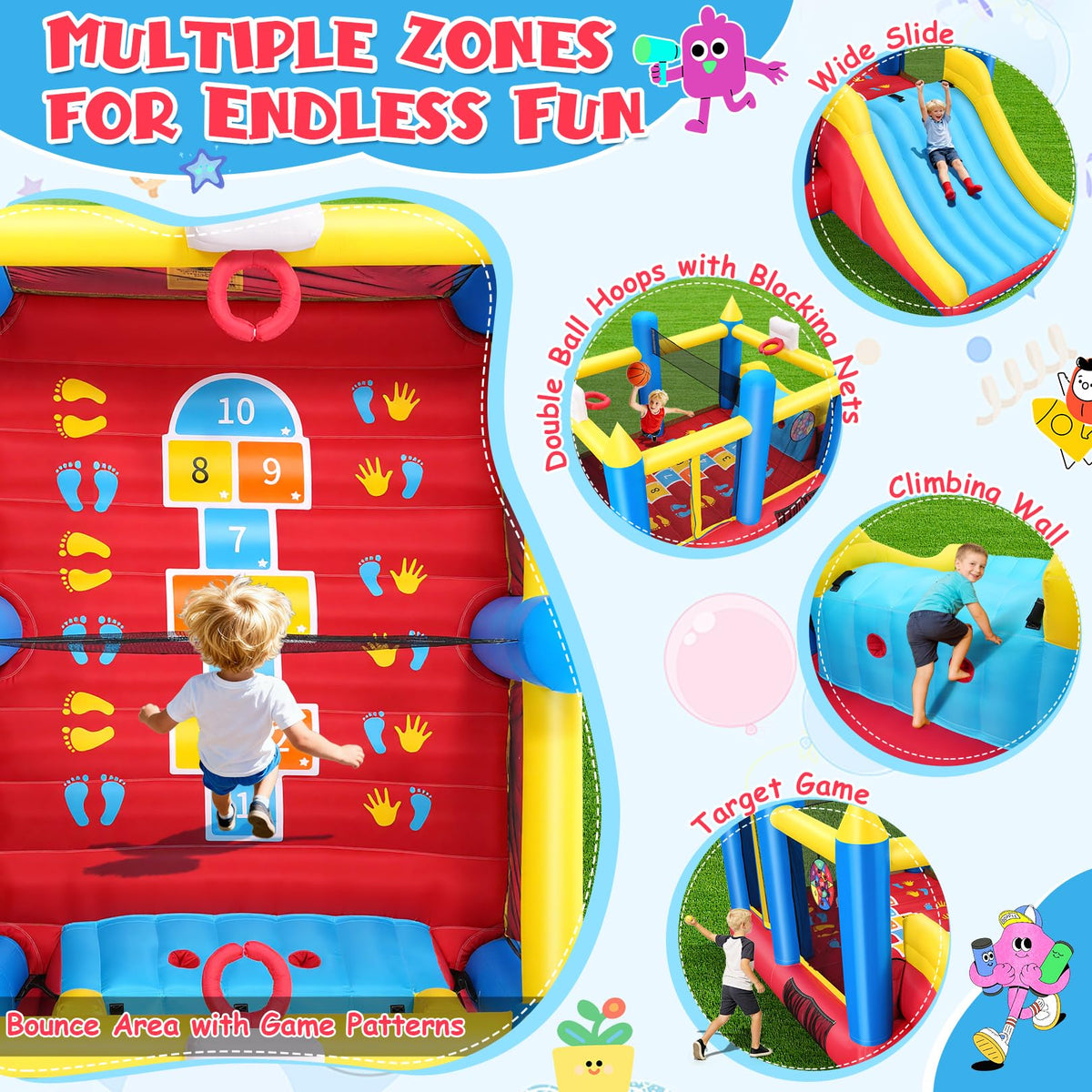 Whubefy Bounce House wide slide image invites outdoor family fun