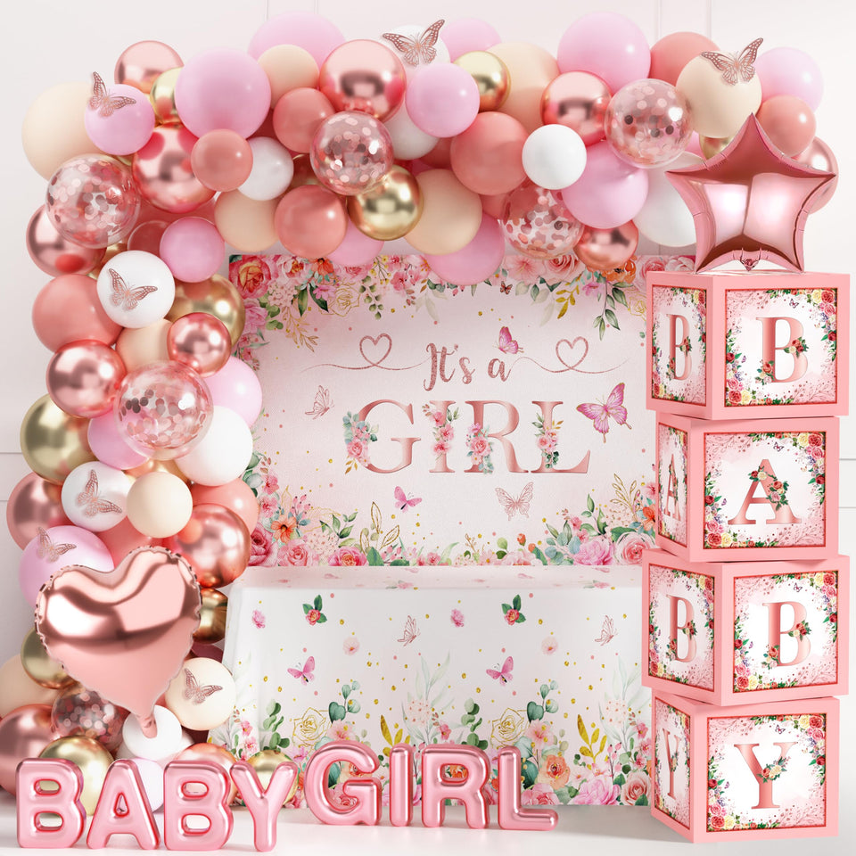 WHYMEO its-a-girl backdrop adds a charming pink floral backdrop for gender reveal celebrations.