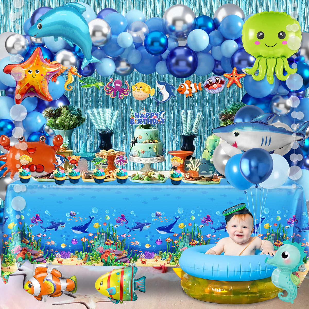 WHYMEO ocean animal foil balloons stand out for playful, high-contrast decorations.