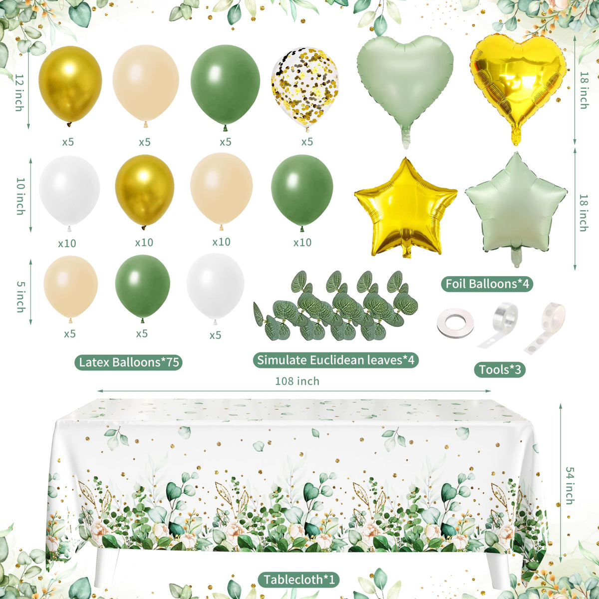 WHYMEO Sage Green Balloon Arch Setup for a stylish focal point.