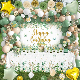 WHYMEO Sage Green Foil Balloons enhance festive atmosphere.