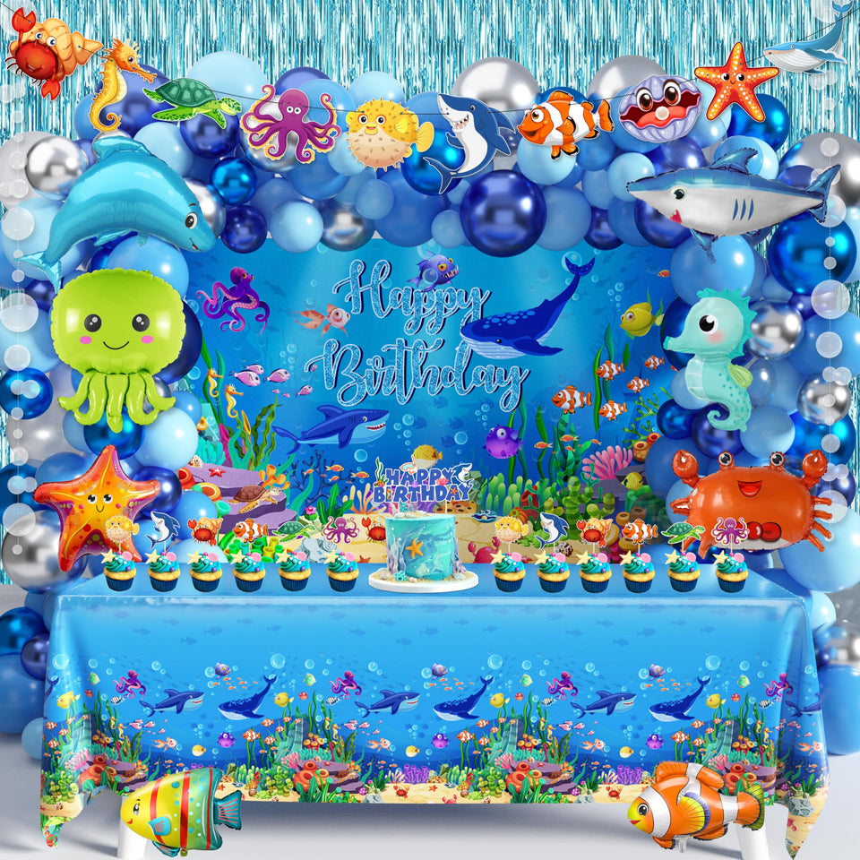 WHYMEO under-the-sea backdrop enhances ocean-themed parties with vivid underwater scenery.