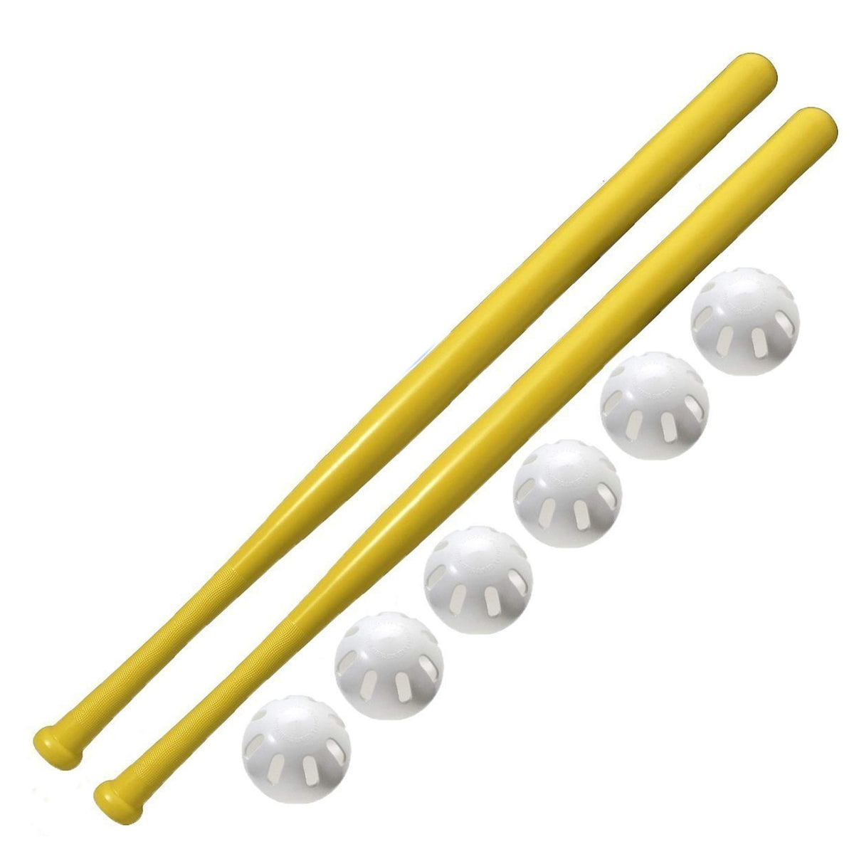 WIFFLE 2-pack 32-inch bats and 6 baseballs for safe, family-friendly backyard play.