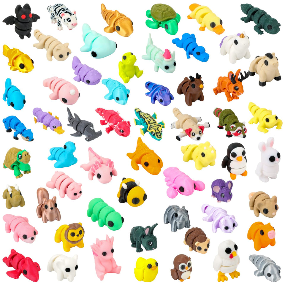 Wiggance 58-piece articulated animals set for desk display and collection.