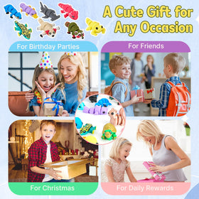 Wiggance colorful desk toppers brighten shelves, desks, and display cases.