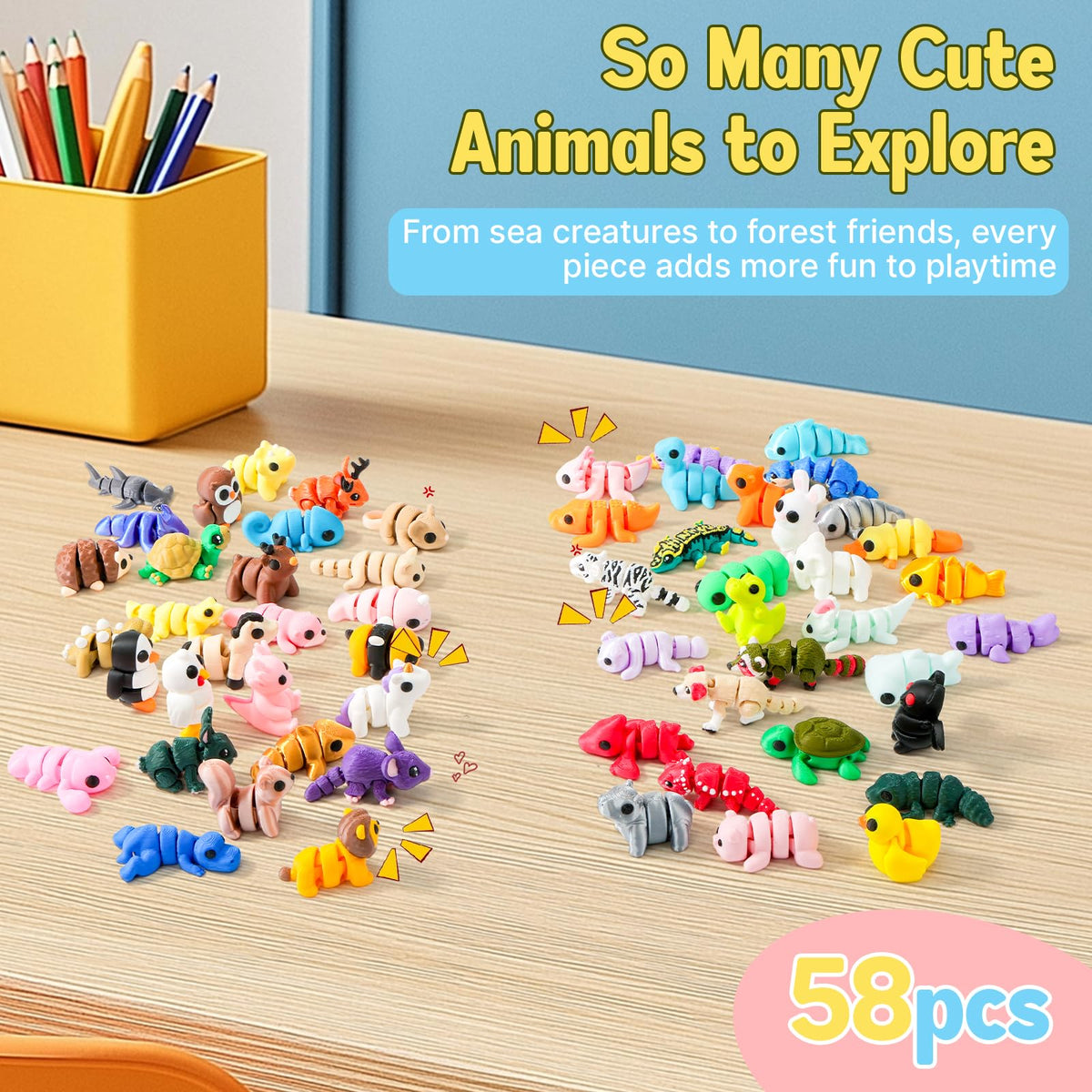 Wiggance compact mini animals designed for easy transport and classroom distribution.