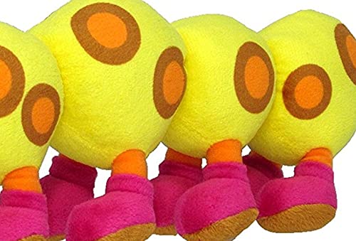 Wiggler Hanacha plush multi-colored close-up with flower head detail for display
