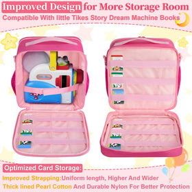 Wigojoy case interior view keeps projector and storybooks neatly organized.