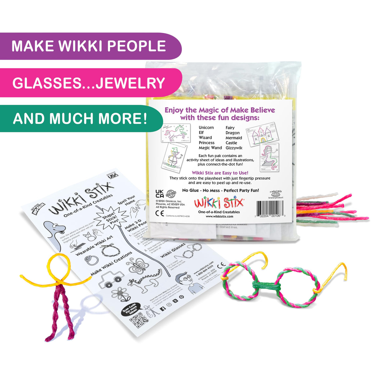 WikkiStix Make Believe princess designs for dress-up play and party decor