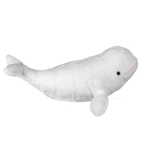 Wild Republic beluga whale plush close-up, showcasing soft fabric