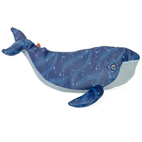 Wild Republic blue whale plush side view, soft fabric perfect for storytime snuggles