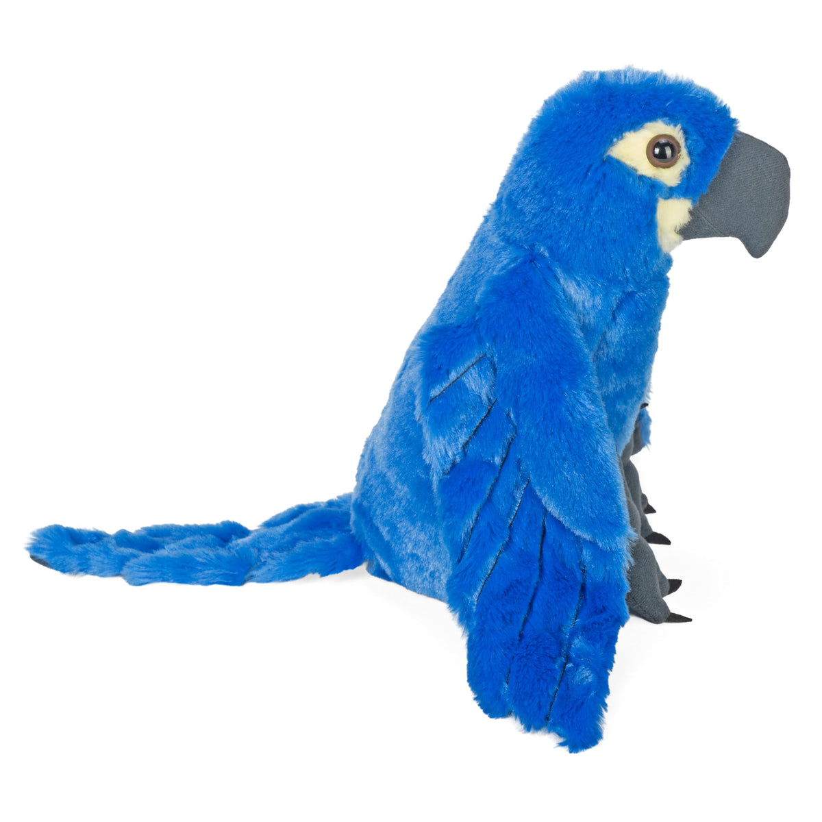 Close-up of Wild Republic Hyacinth Macaw Plush showing soft texture for cuddling