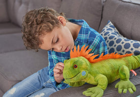 Wild Republic Iguana Plush travel-ready companion for car trips.