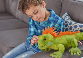 Wild Republic Iguana Plush close-up eyes showing friendly expression for storytelling.