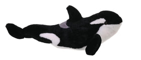 Wild Republic Orca Plush detailed face enhances lifelike play.