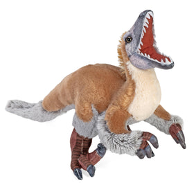 Wild Republic Velociraptor Plush front view, soft and cuddly for imaginative play