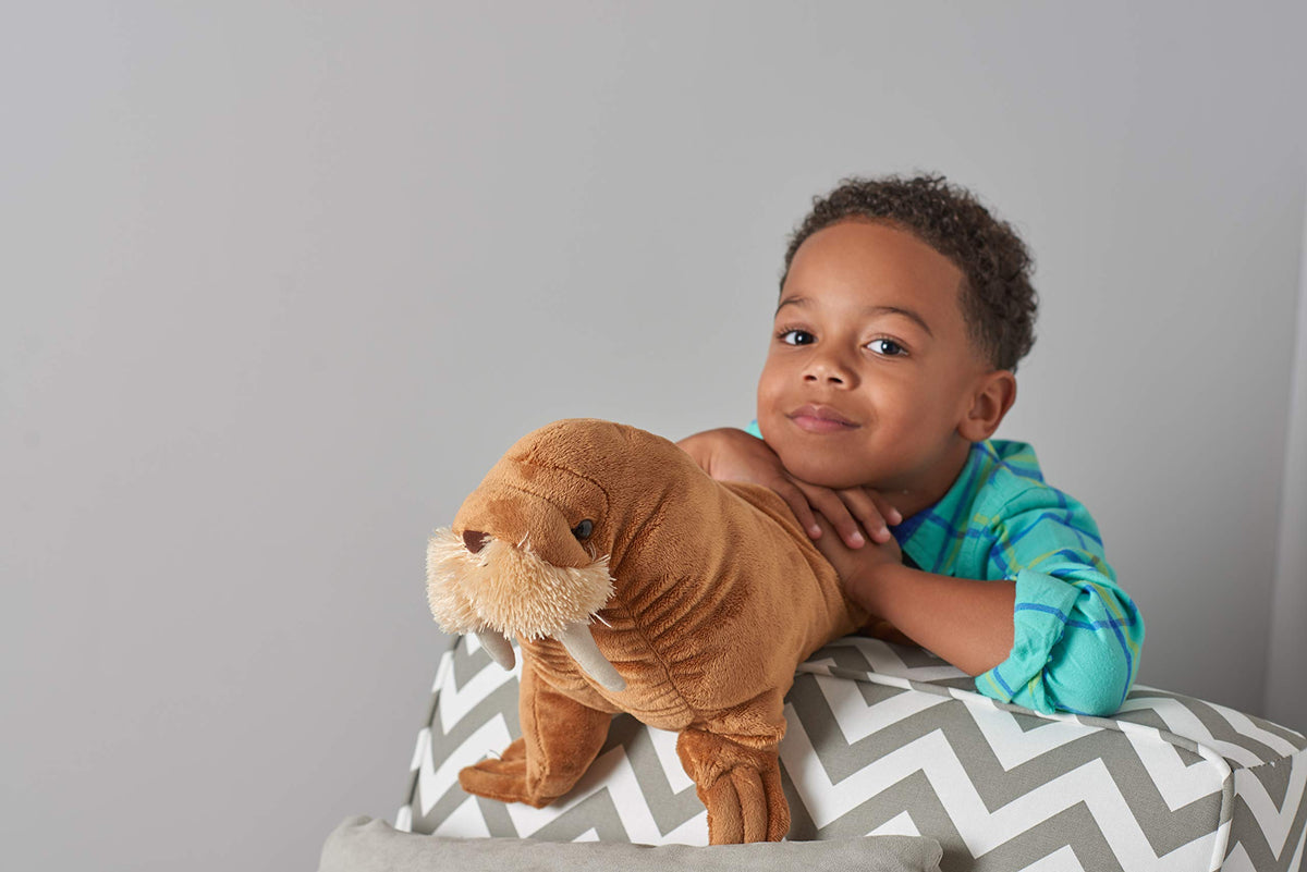 Wild Republic Walrus Plush 12-inch shows detailed fur texture for realistic play.