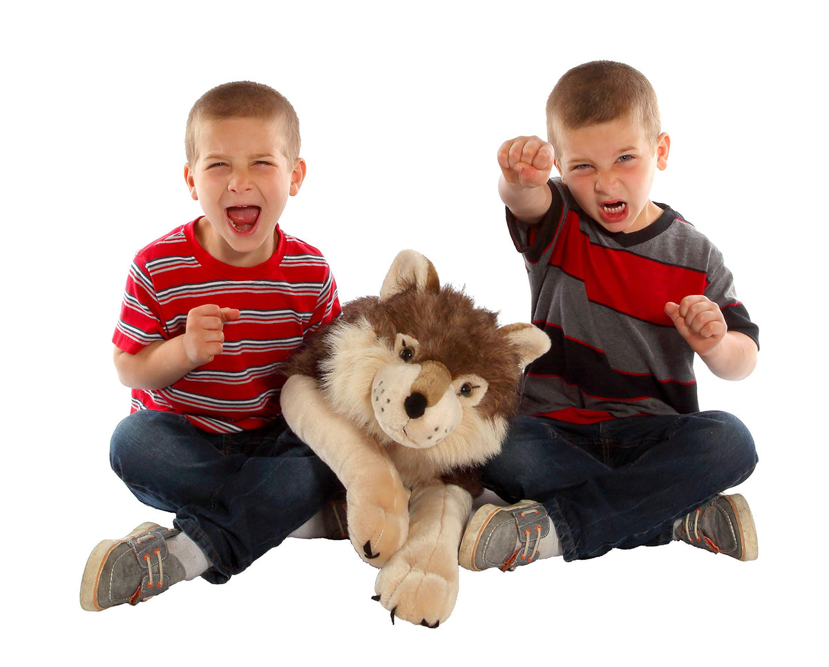 Wild Republic wolf plush close-up fur highlights soft texture for cozy hugs