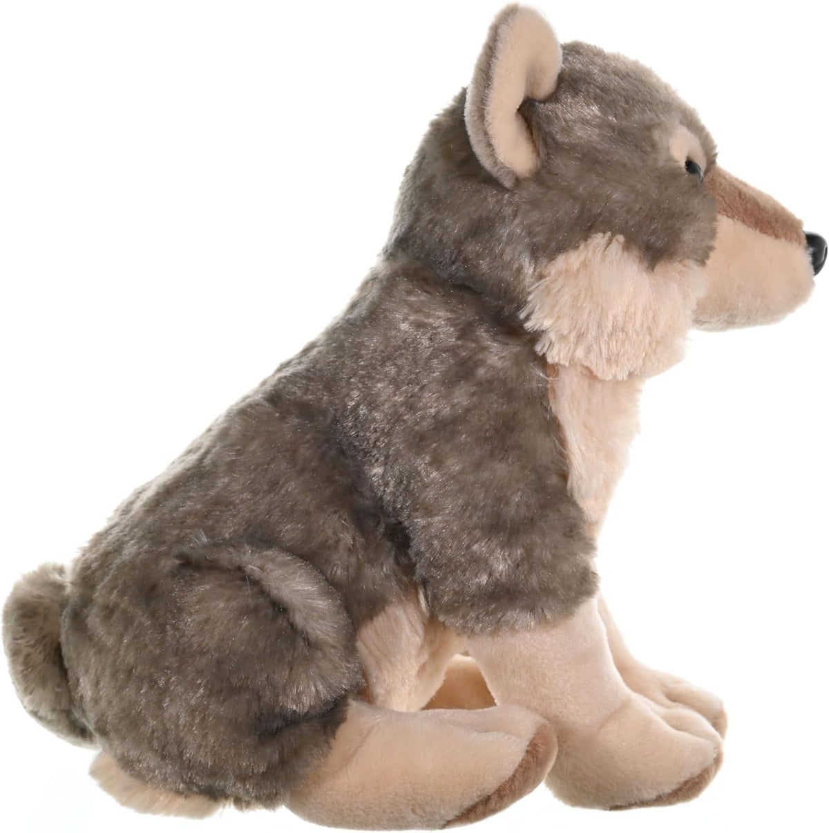 Wild Republic Wolf Plush fabric texture close-up highlighting fur feel and durability