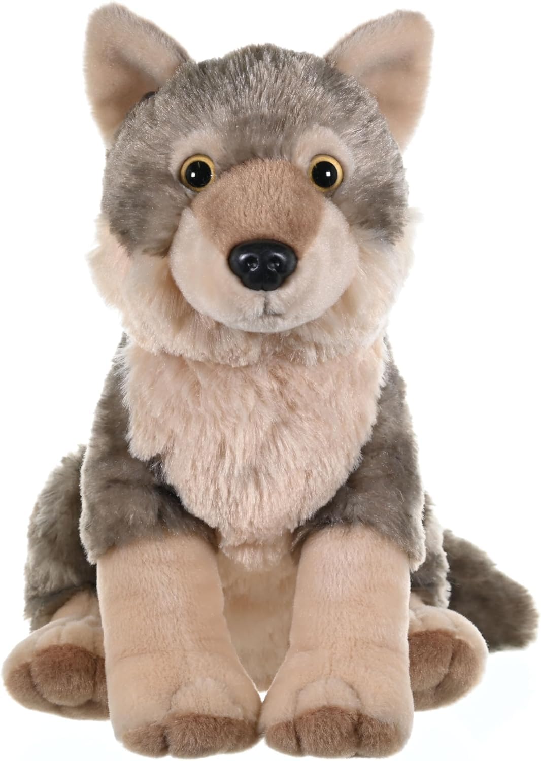Wild Republic Wolf Plush side view with cuddly silhouette for stories