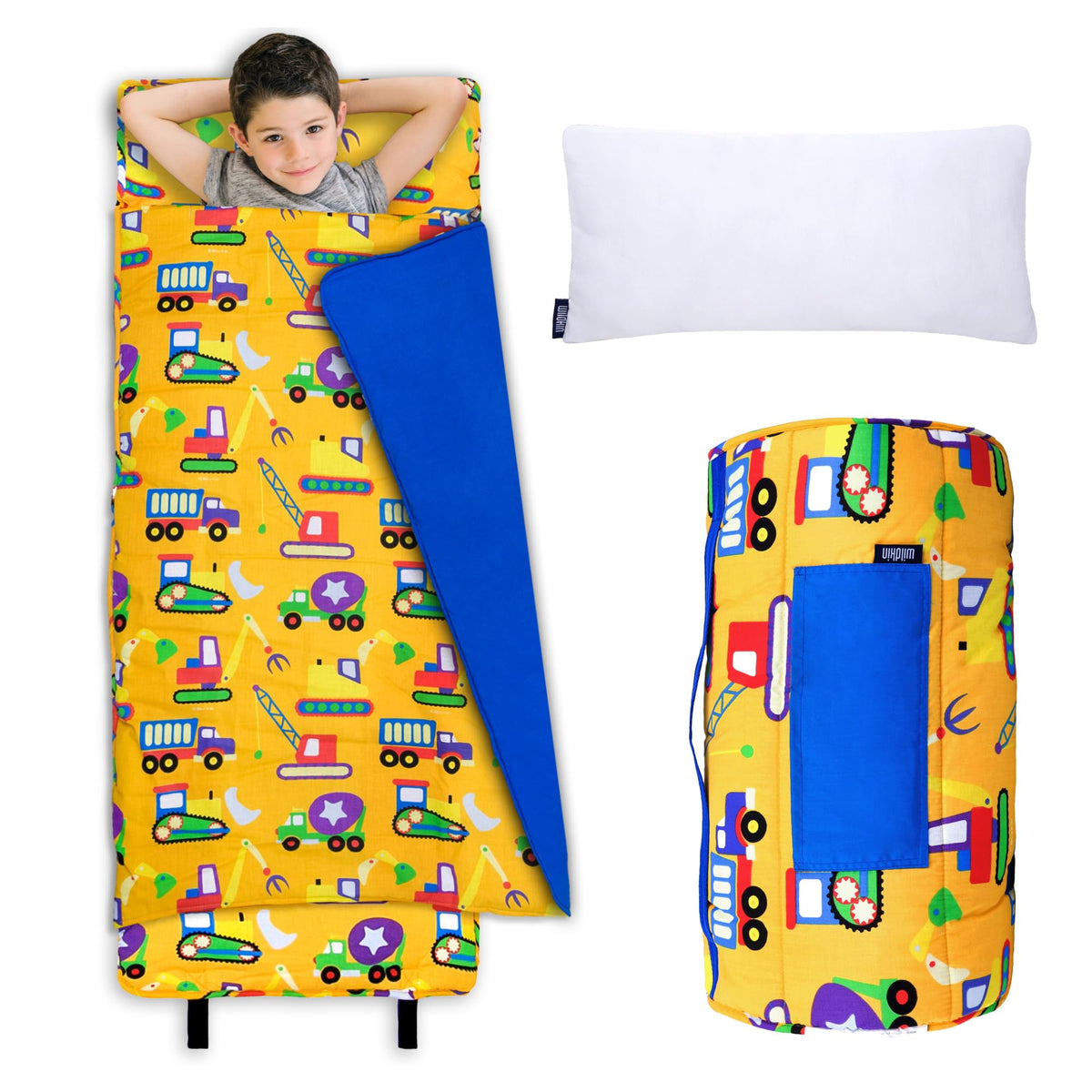 Wildkin nap mat for kids with integrated pillow, ideal for classroom naps and travel