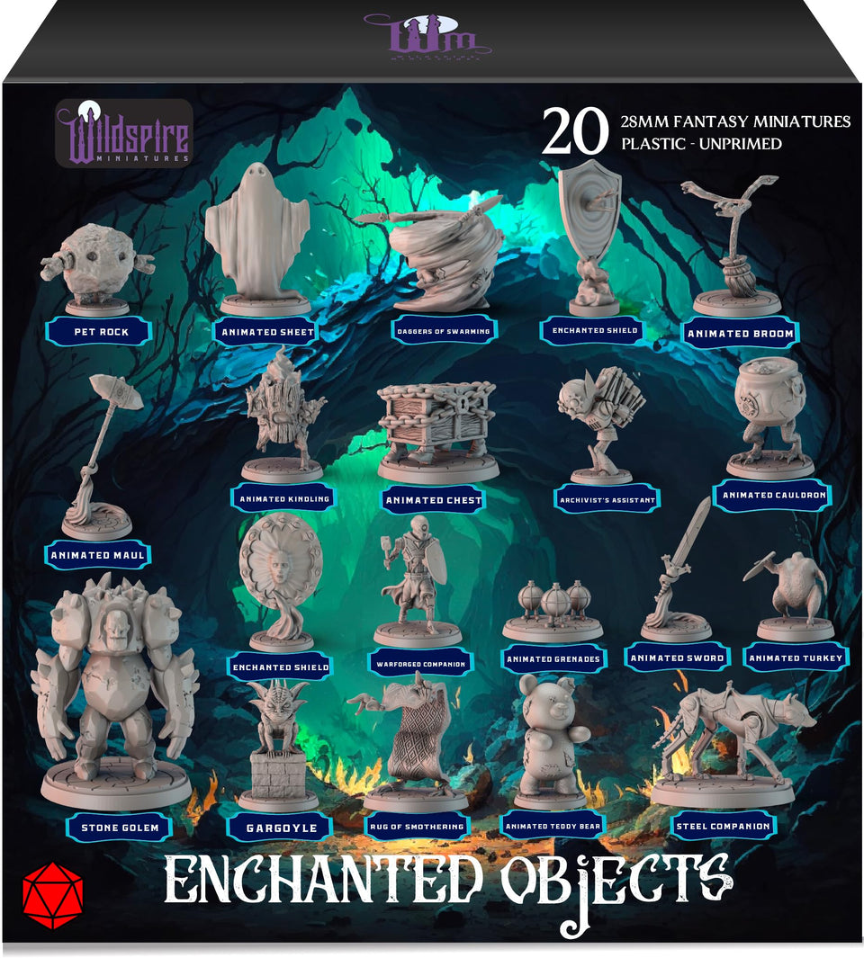 Wildspire 20 Enchanted Objects box with animated miniatures for D&D sessions