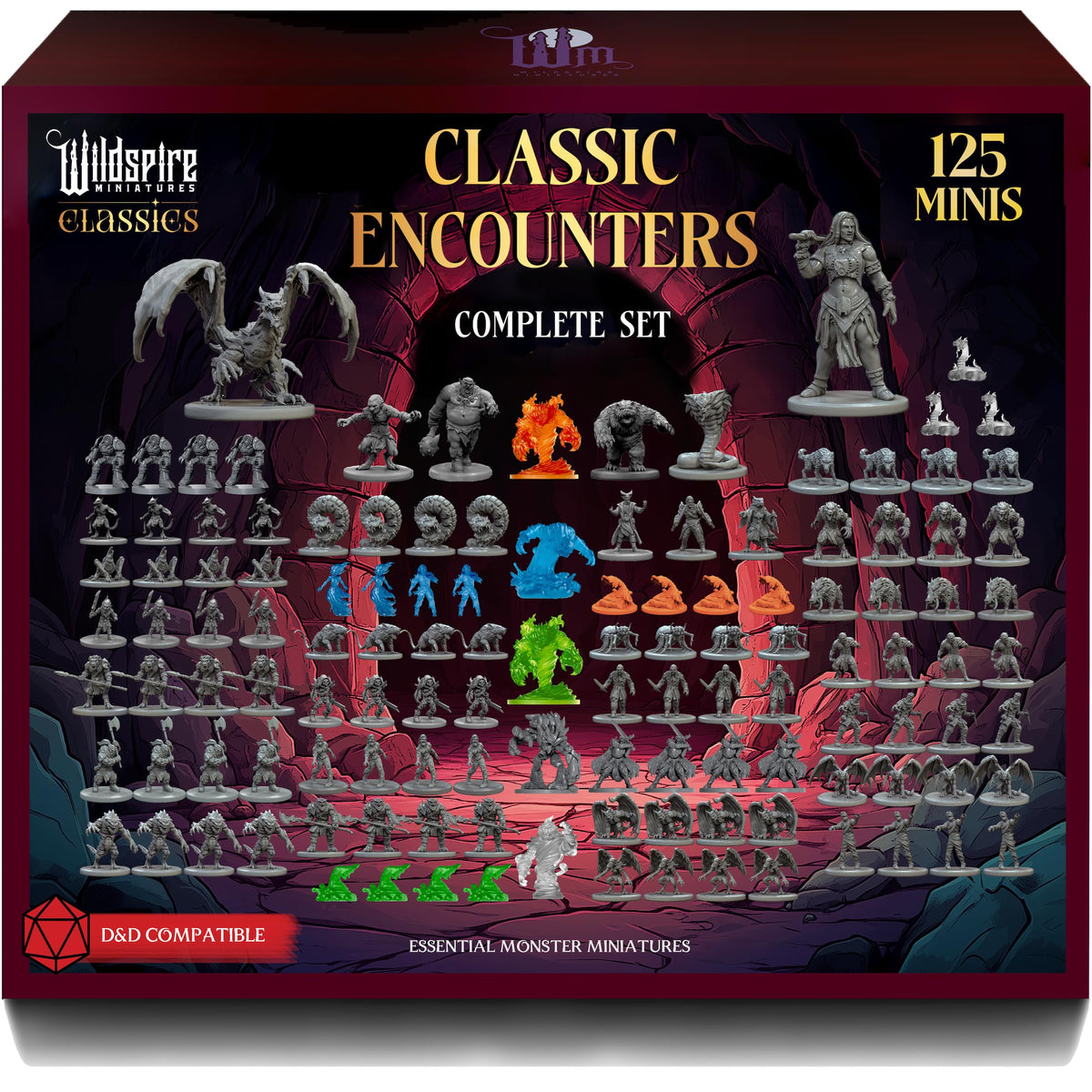 Wildspire Classic Encounters 125 unpainted 28mm miniatures for tabletop painting.