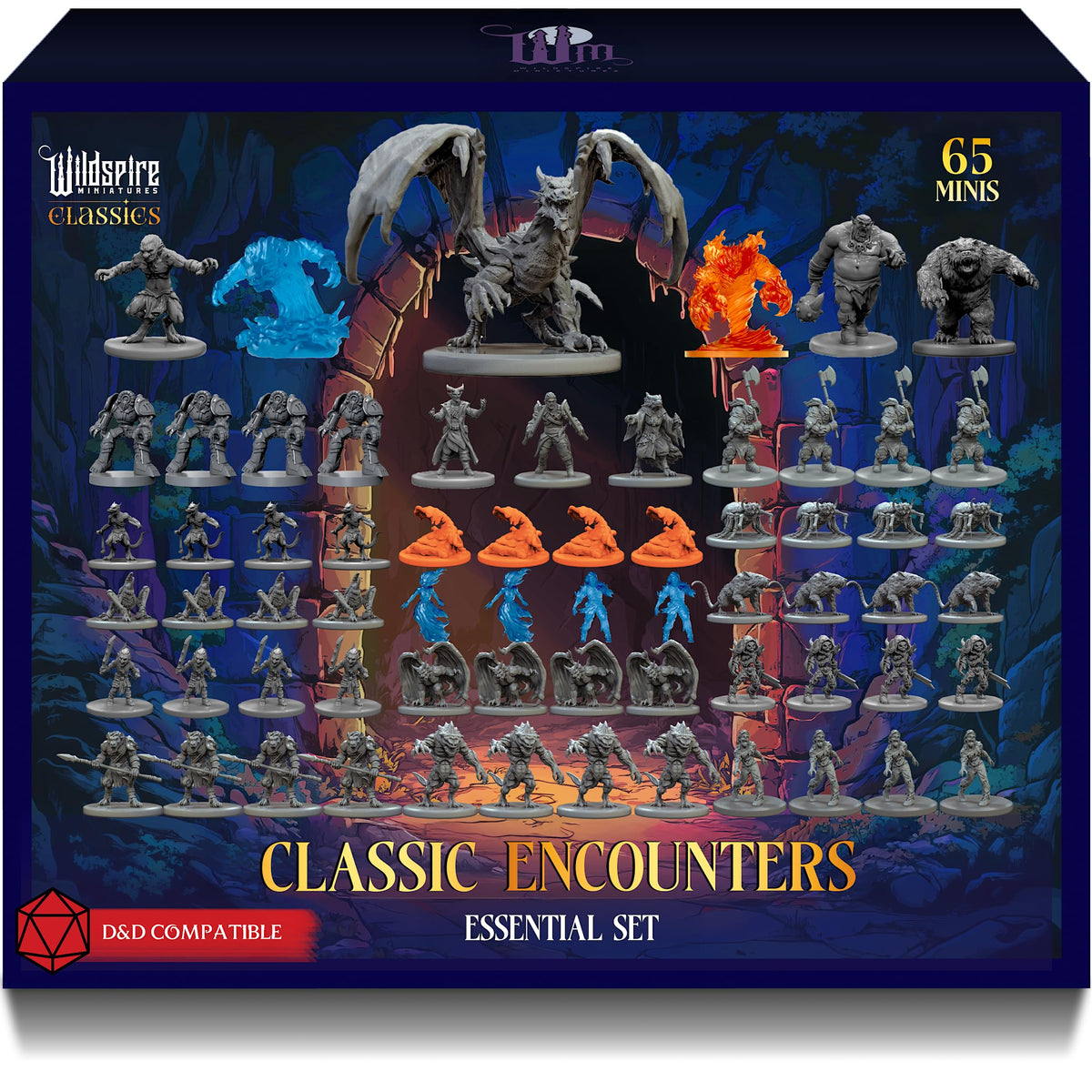 Wildspire Classic Encounters front view of unpainted 28mm D&D minis for epic campaigns