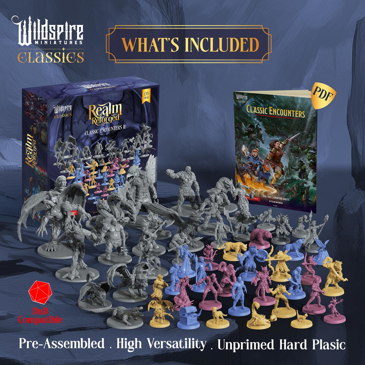 Wildspire Classic Encounters II unpainted minis ready for painting.