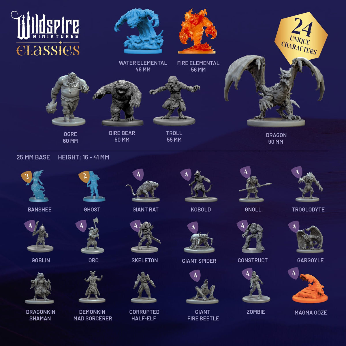 Wildspire DnD miniatures unpainted assembled ready for painting and tabletop battles