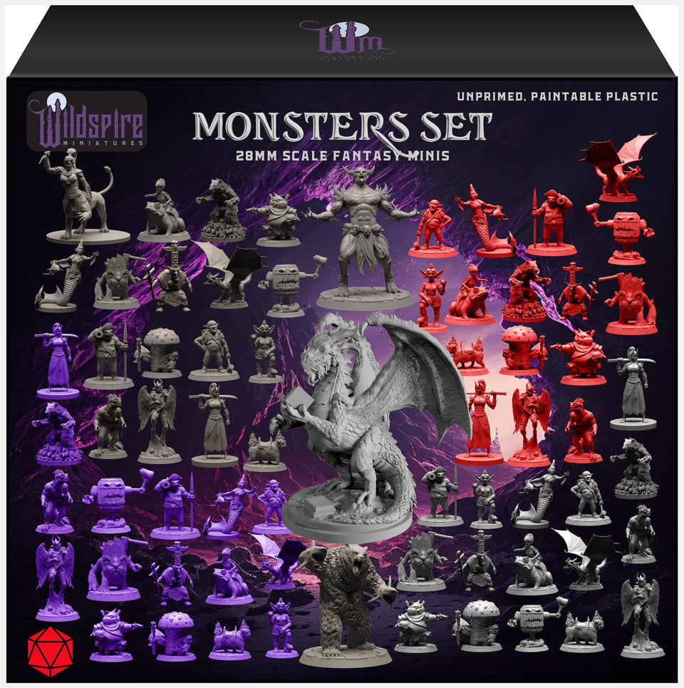 Wildspire fantasy monsters minis bulk set for D&D, ready to paint and collect.