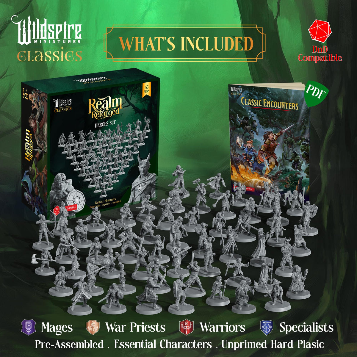 Wildspire Mercenary Guild II 28mm DND and Pathfinder compatible miniatures for flexible scenarios.
