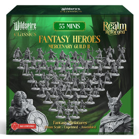 Wildspire Mercenary Guild II 55 miniatures assembly set for tabletop painting and gaming.