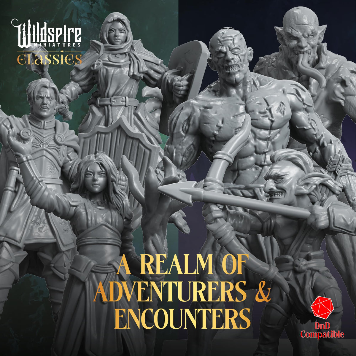 Wildspire Realm Set Mercenary Guild miniatures for dynamic combat scenarios.