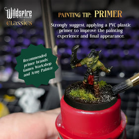 Wildspire unpainted D&D minis assembled image ready for primer and color