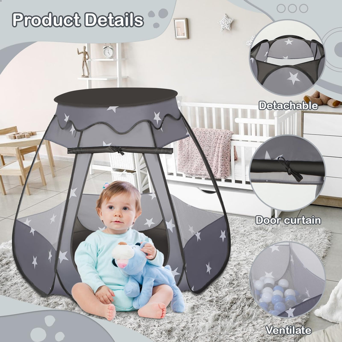 Wilhunter ball pit suitable for indoor and outdoor use, compatible with other toys
