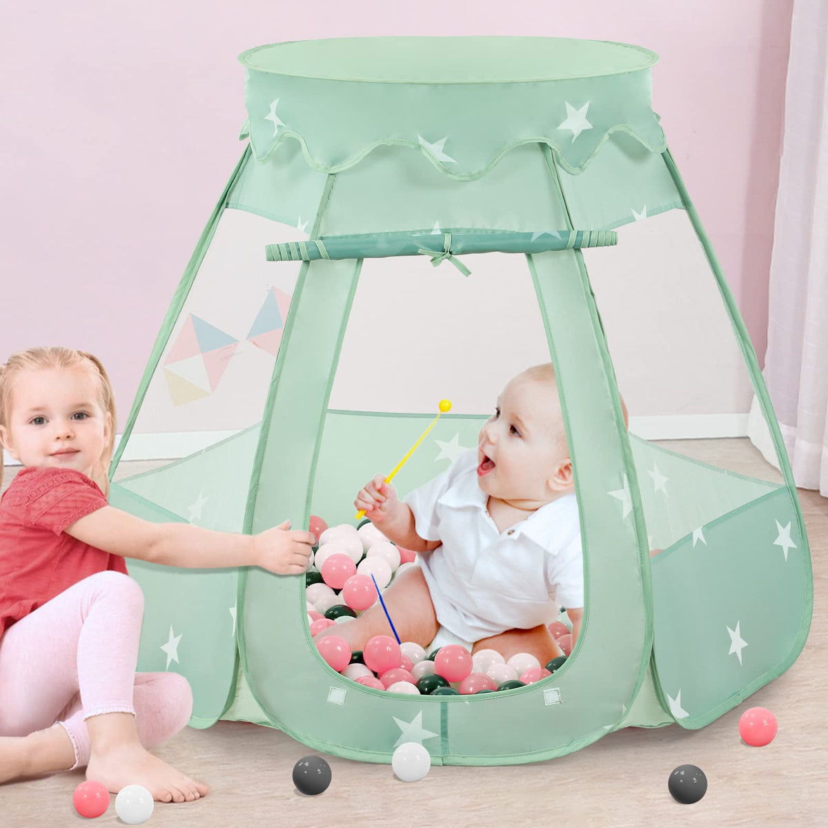 Wilhunter baby ball pit tent mesh ventilation, breathable play space for comfort.