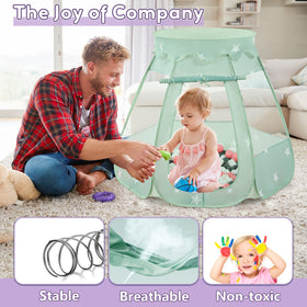 Wilhunter baby ball pit tent roomy dimensions, generous play area for toddlers.