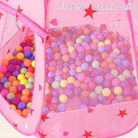 Wilhunter ball pit close-up shows 50 included balls for sensory play.