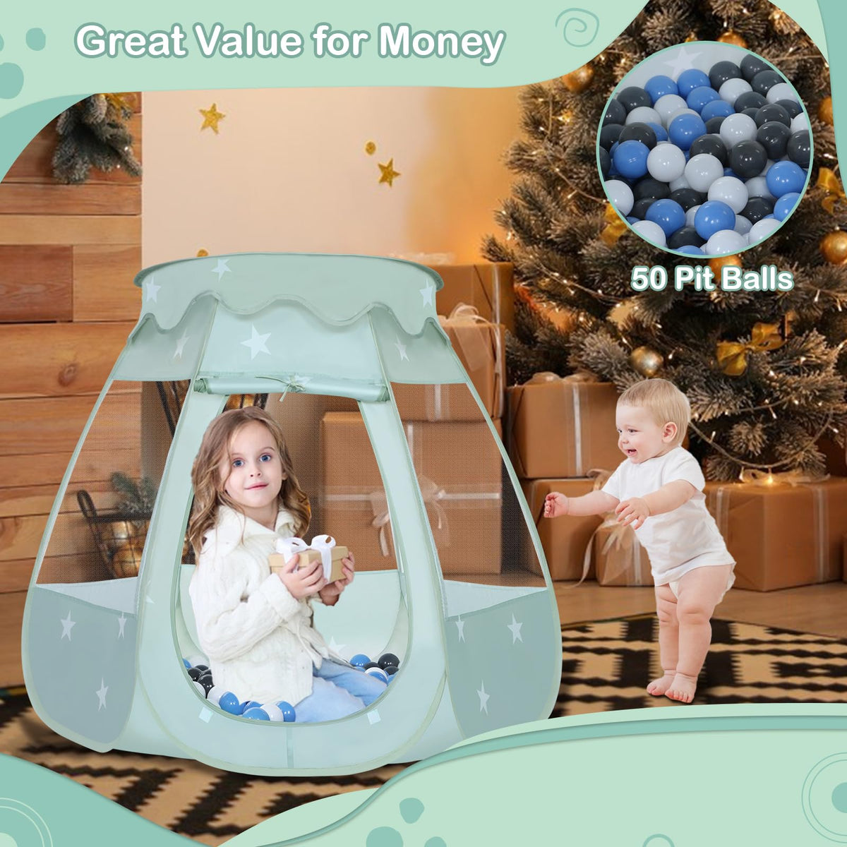 Wilhunter ball pit with 50 balls supports sensory play and color recognition