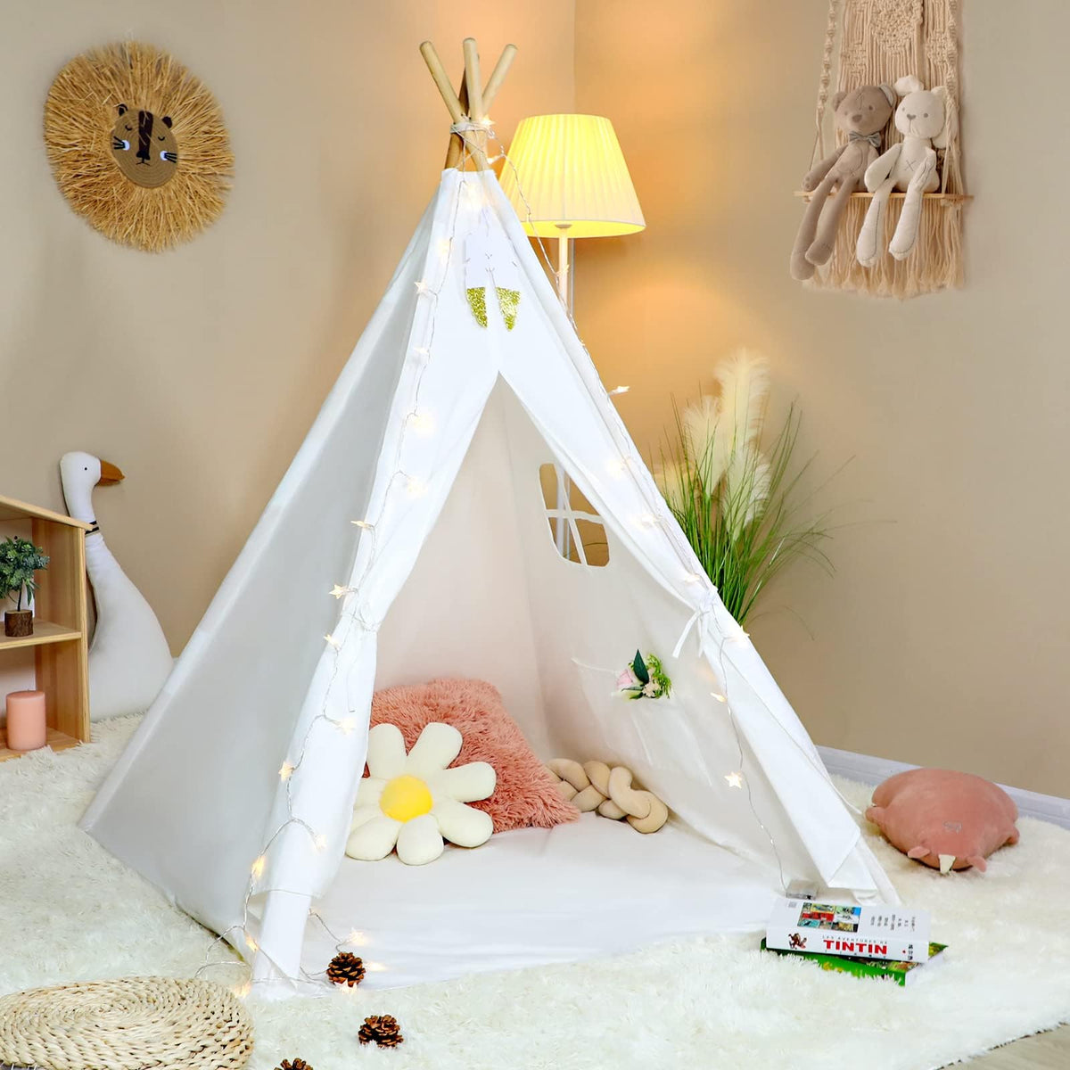 Wilhunter Kids Teepee Tent front view inviting entry for playtime