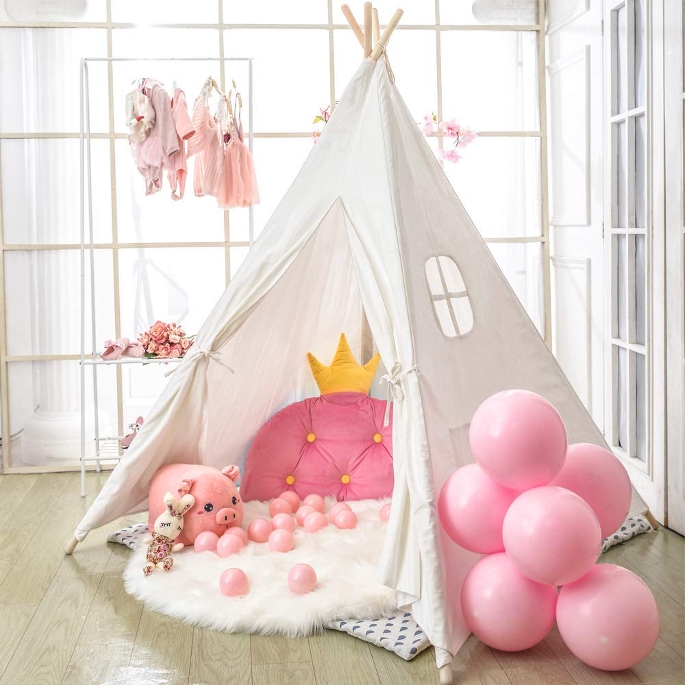 Wilhunter Kids Teepee Tent with star lights creates a cozy indoor play space