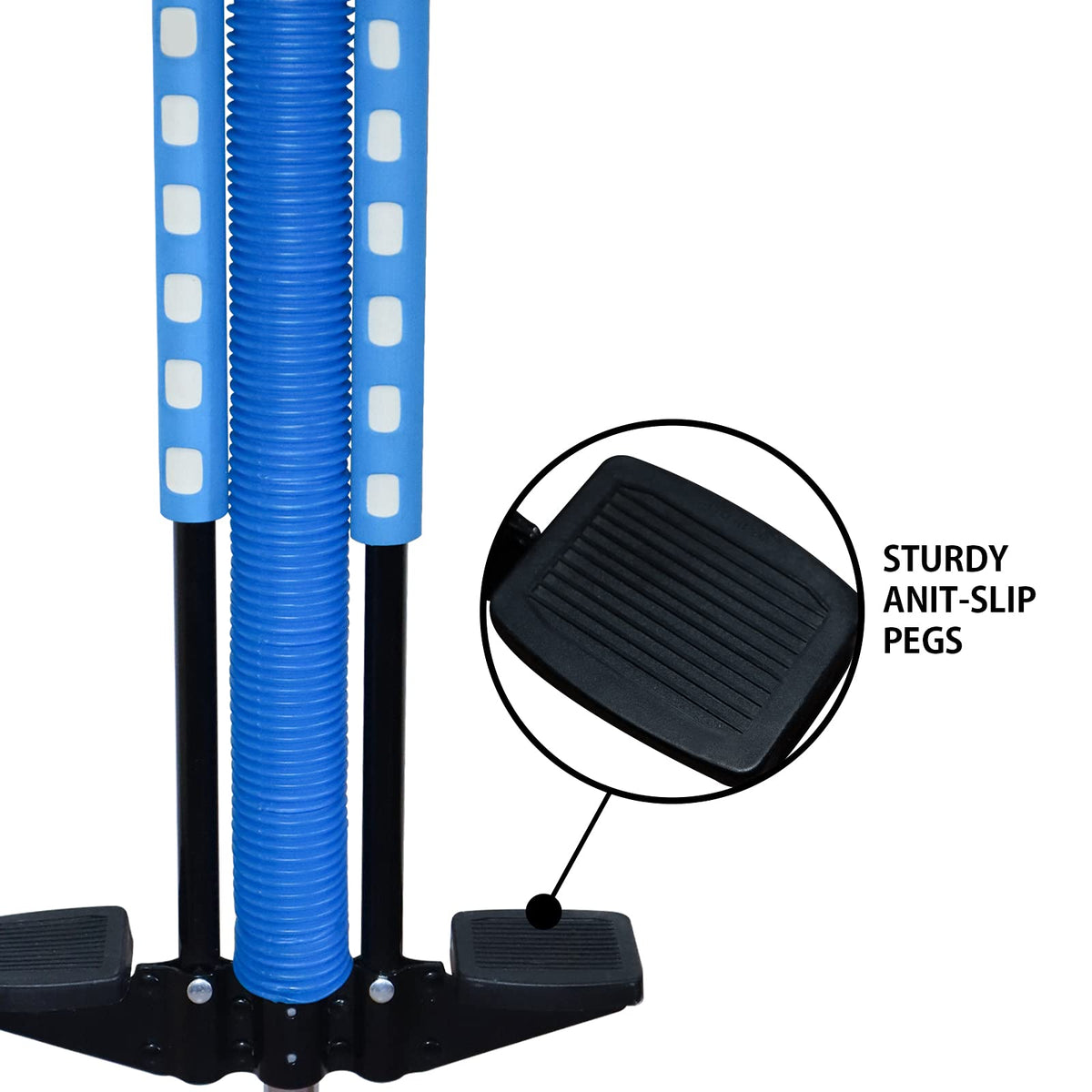Willingfun pogo stick features anti-slip pegs for secure grip.