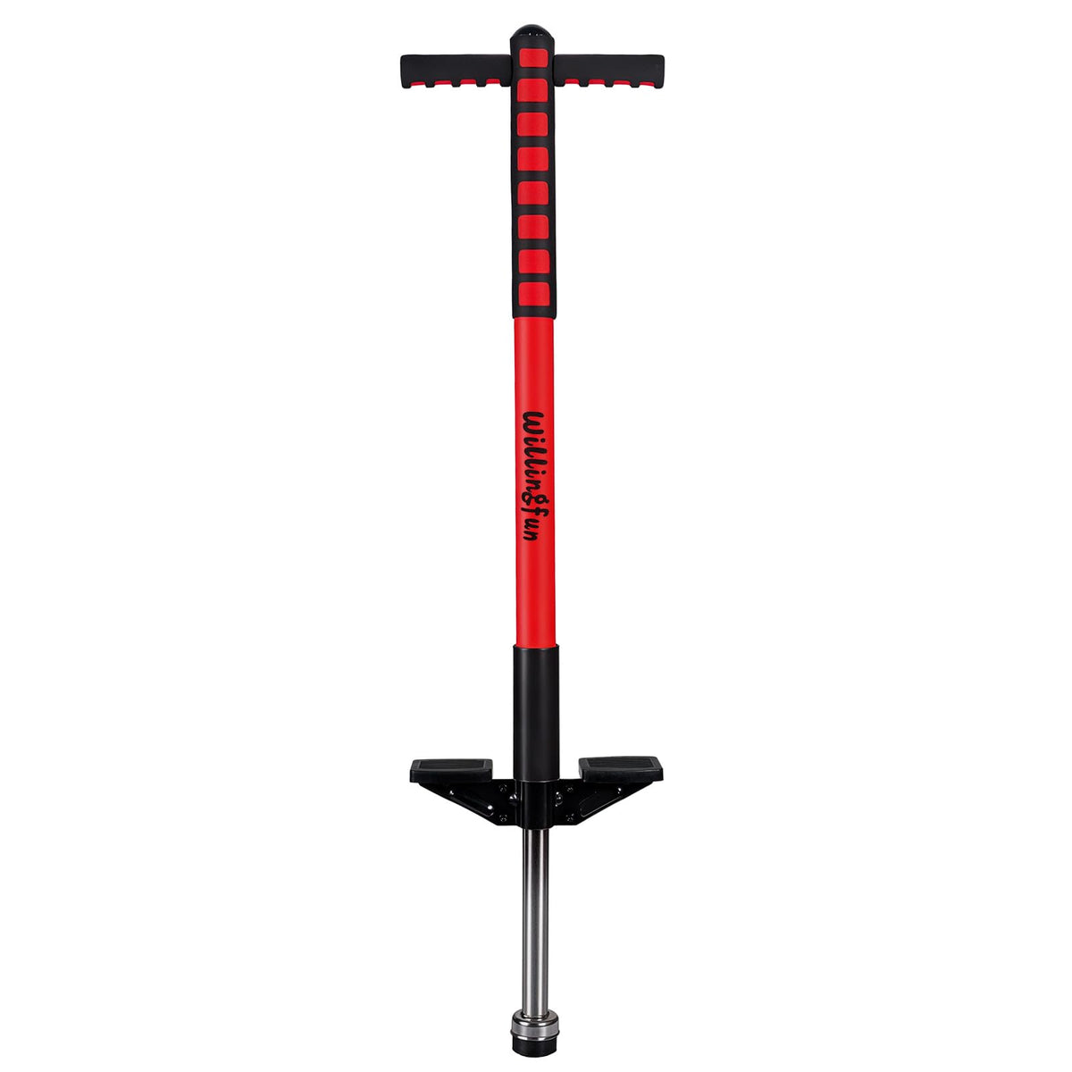 Willingfun pogo stick front view for kids promotes outdoor play and balance.
