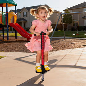 Willingfun pogo-stick kid jumping outdoor activity supports fitness and focus.