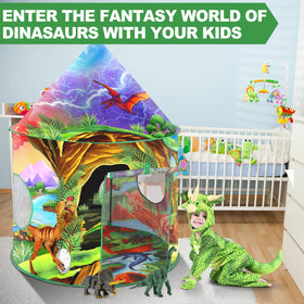 WillingHeart dinosaur play tent interior spacious for multiple kids to play together